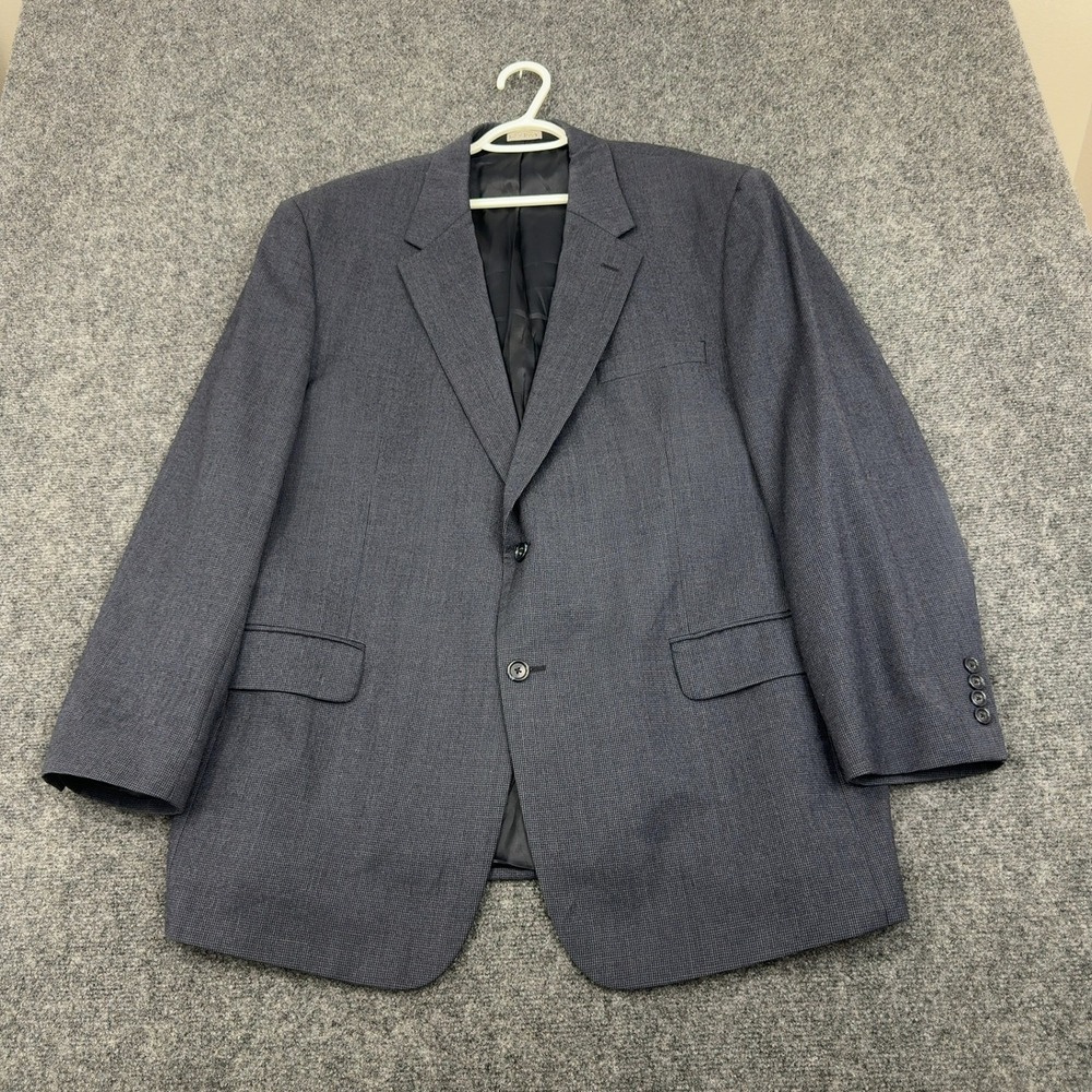 Jos A‎ Bank Blazer Men 48 Blue Grey Micro Pattern Two Button Formal Classic